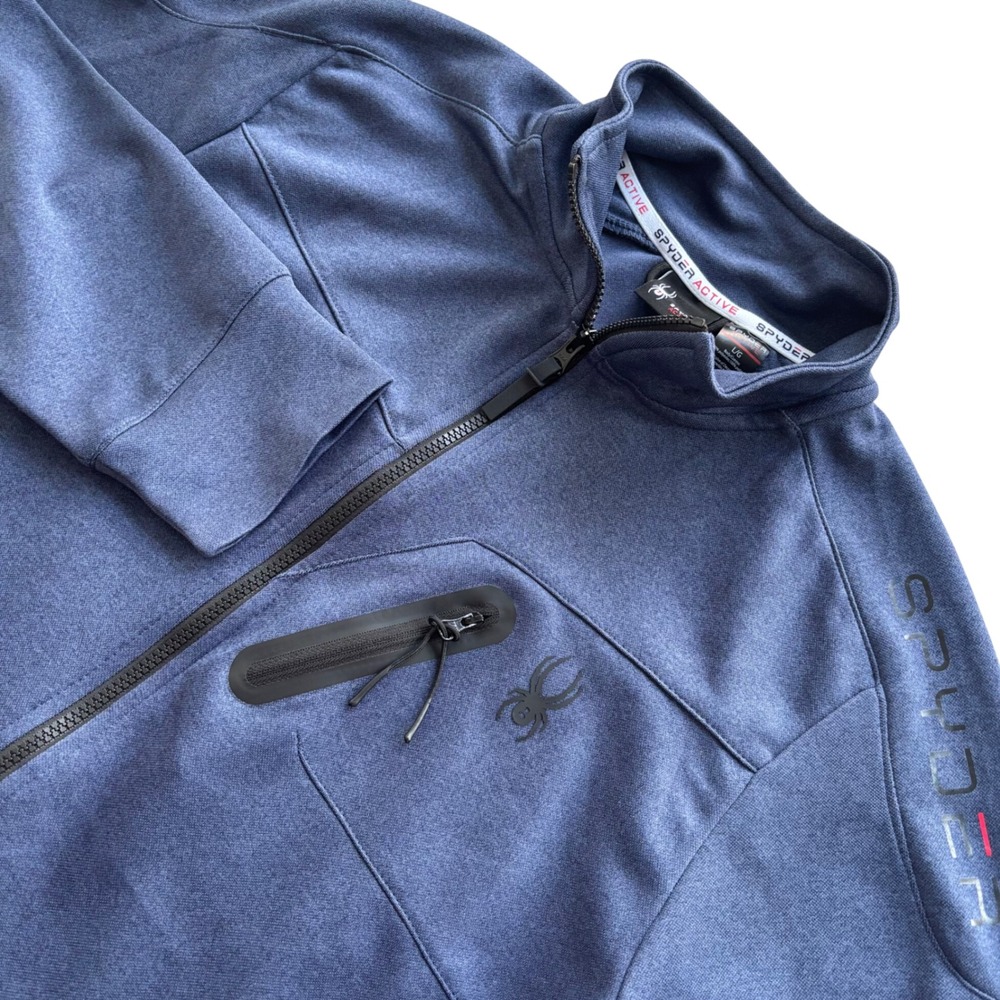 Spyder Active Proweb Full Zip Track Jacket Mens L Blue Pockets Logo Performance